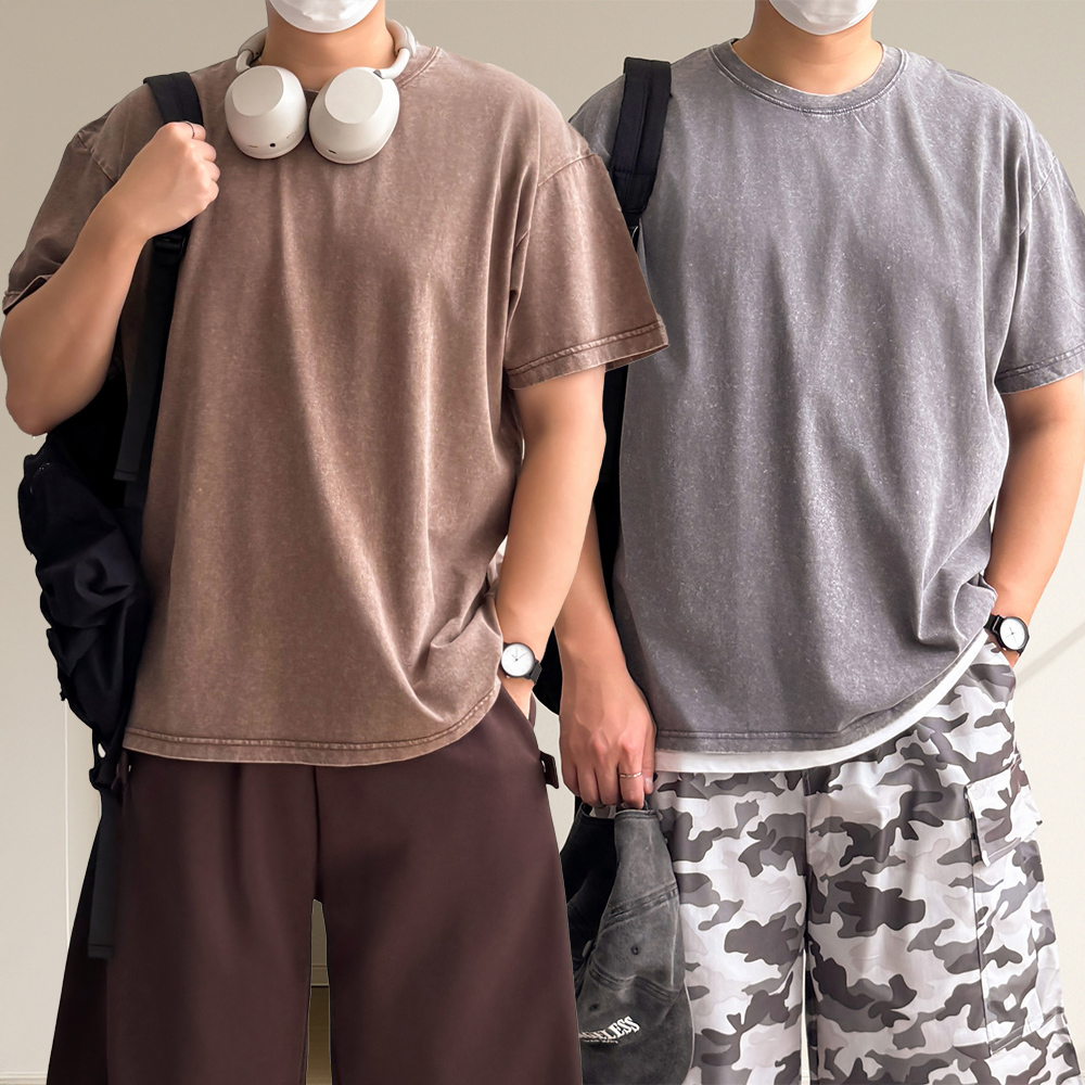 1+1 피그먼트반팔 20수반팔티 무지티 - 상품 이미지