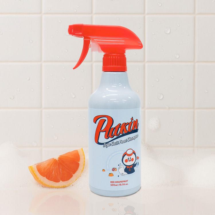 풋킨 제주 솔트 풋샴푸 500ml 레드자몽향 풋케어 발샴푸 발냄새제거 - 상세 이미지 5