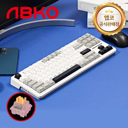 앱코 AK87 3모드 OTEMU 특주축 유무선 기계식 키보드 그레이, 저소음 피치축 V3, 40g
