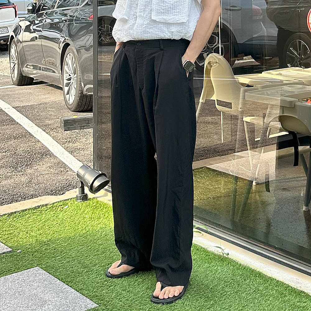 남자 여름바지 밴딩 린넨 쿨 팬츠 남자 냉장고바지 - 상품 이미지