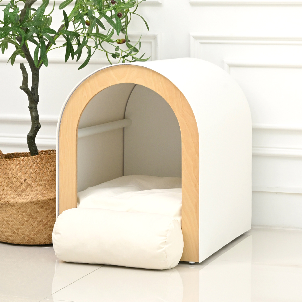 펫코본 강아지집 원목 고양이 숨숨집 애견방석 강아지하우스 베개 방석 세트