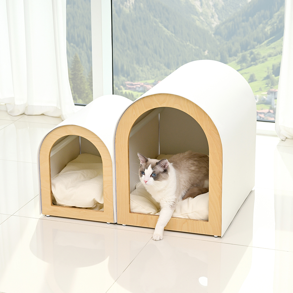 펫코본 강아지집 원목 고양이 숨숨집 애견방석 강아지하우스 베개 방석 세트