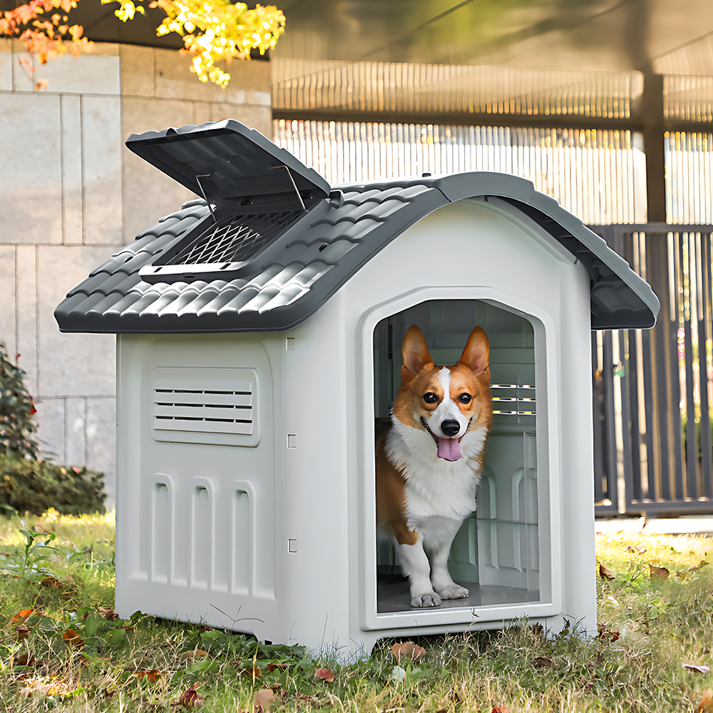 야외 강아지 애견하우스 개집 실외용 방수 세이프하우스 에메랄드그레이
