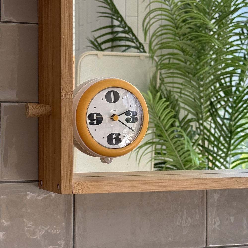 글래스 크로노 클락 방수 욕실시계 흡착식 무소음 벽시계