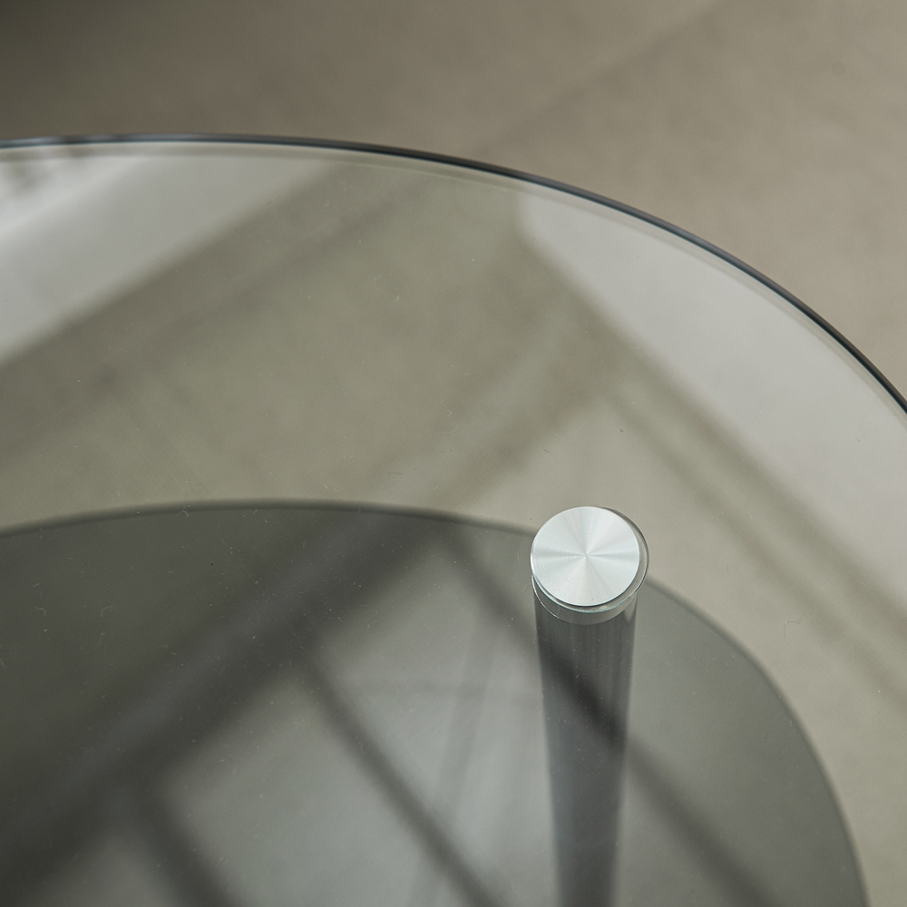 클라르 높은 소파 좌식테이블 원형 강화유리 커피 테이블 650