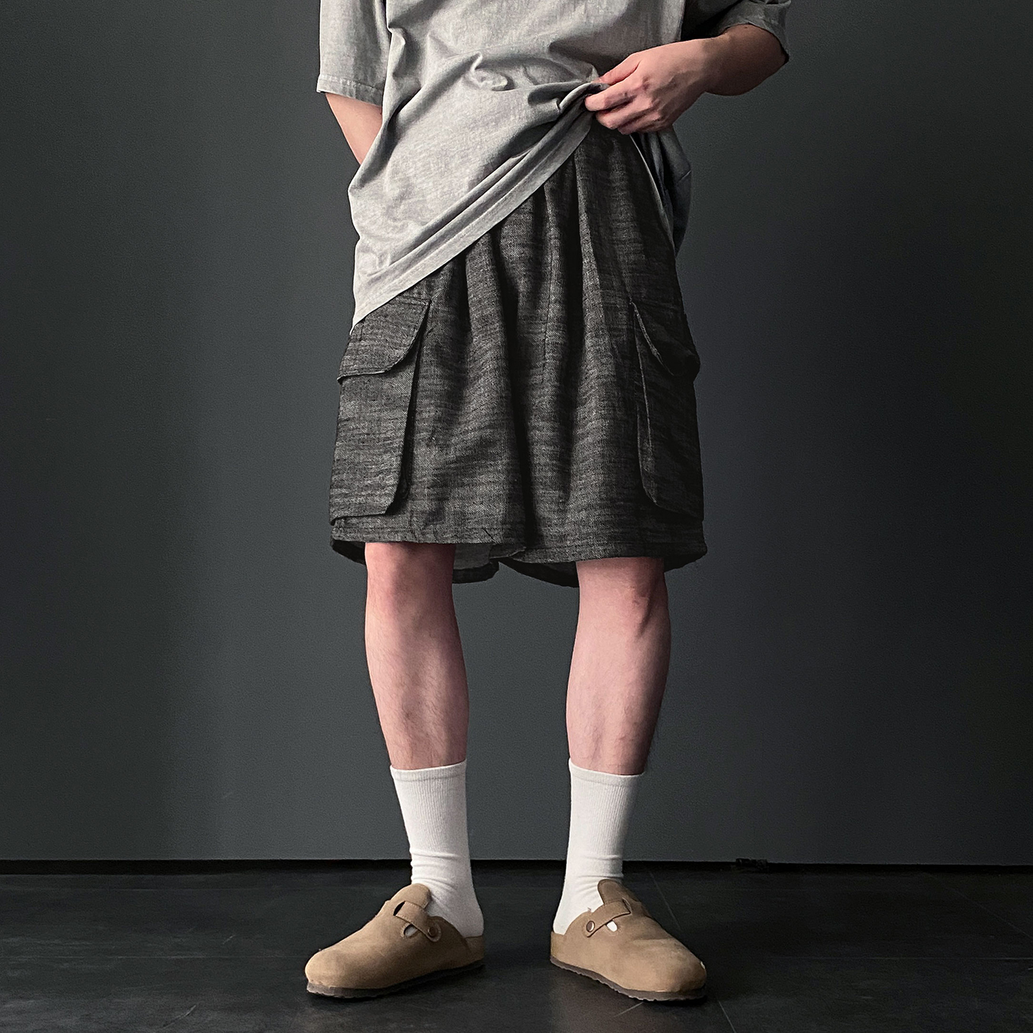 남자린넨바지 남자버뮤다팬츠 카고반바지 - 상세 이미지 3