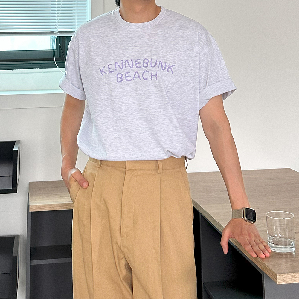 남자 반팔티 흰색 여름 쿨 티셔츠 남자 오버핏 반팔 - 상세 이미지 3