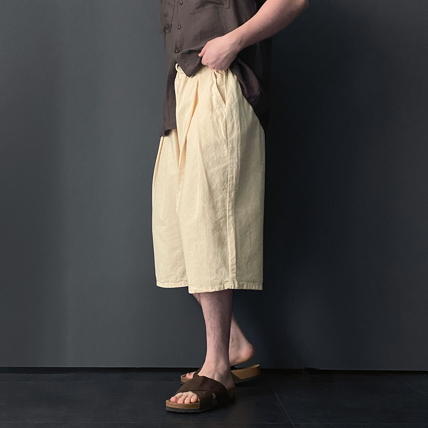 남자버뮤다팬츠 흰반바지 벌룬팬츠 남자린넨반바지 - 상세 이미지 2