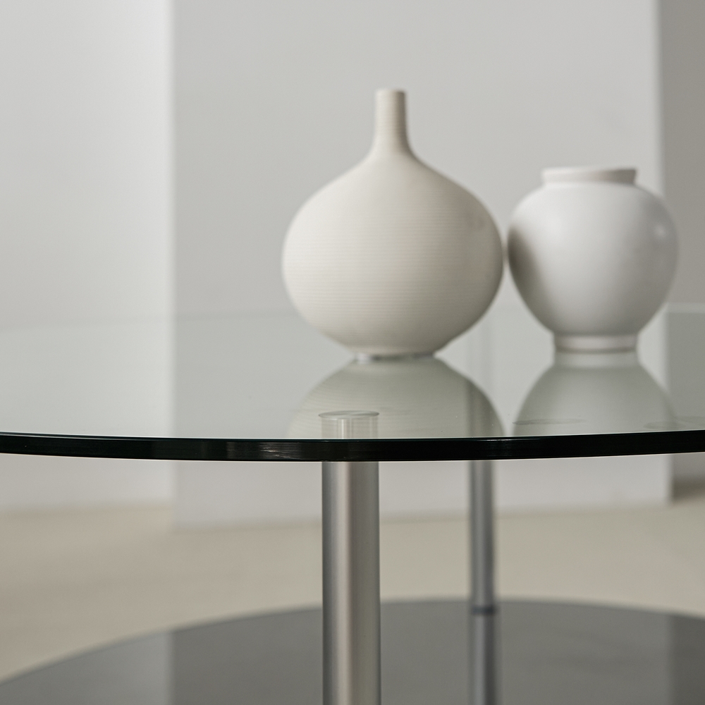 클라르 높은 소파 좌식테이블 원형 강화유리 커피 테이블 650