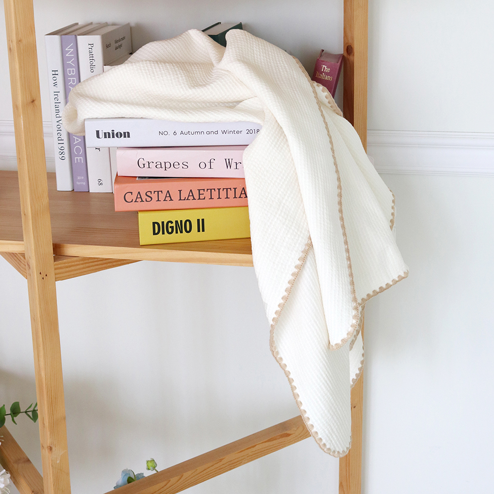 피넛버터젤리 모달 면 누빔 삼중직 블랭킷 피그먼트 여름 얇은 대형 무릎 담요 100x140