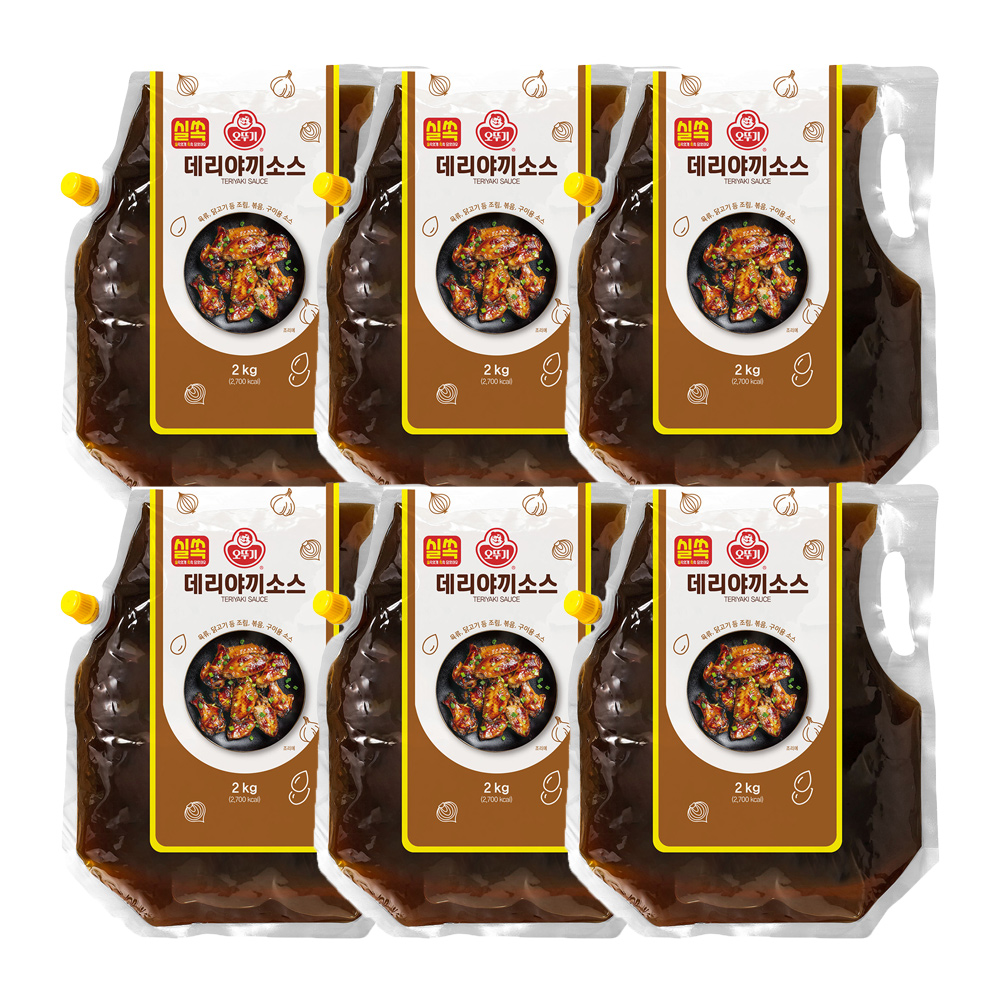 오뚜기 실쏙 데리야끼소스 스파우트팩 2kg 6개 대용량 업소용