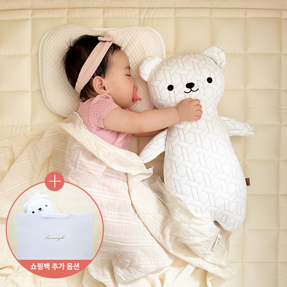 디망디 쿨쿨베어 아기 듀라론 냉감 바디필로우 유아 애착 곰인형 시원한여름베개