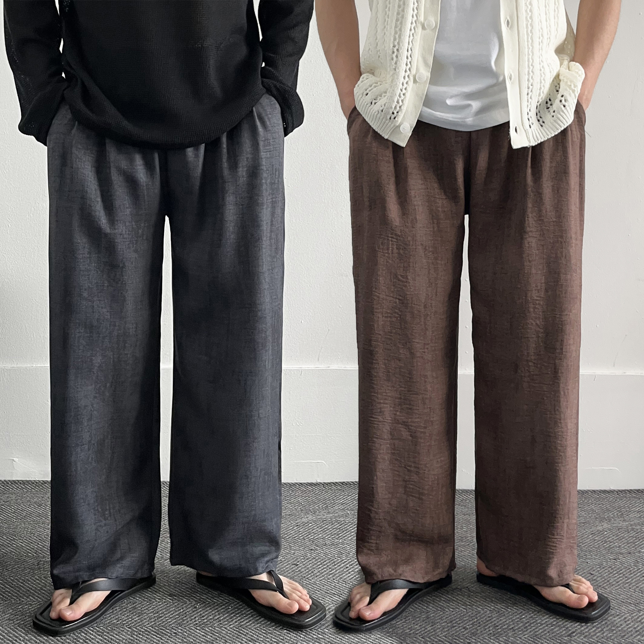 1+1 남자린넨바지 남자와이드팬츠 마 통바지 여름슬랙스 - 상품 이미지