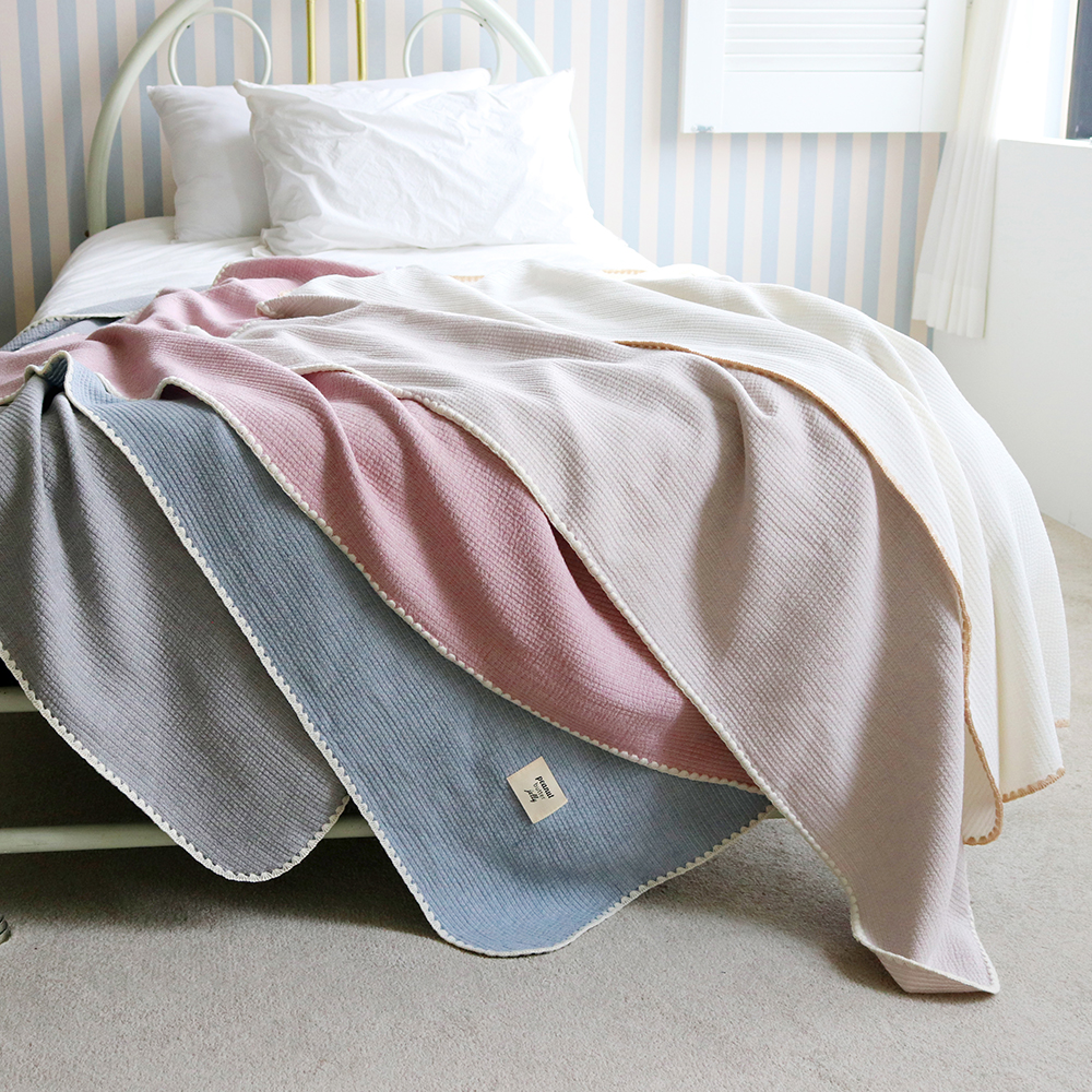 피넛버터젤리 모달 면 누빔 삼중직 블랭킷 피그먼트 여름 얇은 대형 무릎 담요 100x140
