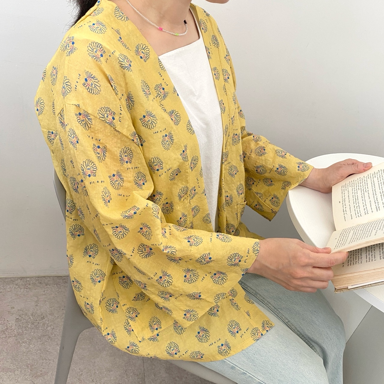 국산 시원한 여름긴팔가디건 면레이온 숏 로브가운 여행룩 이미지 6
