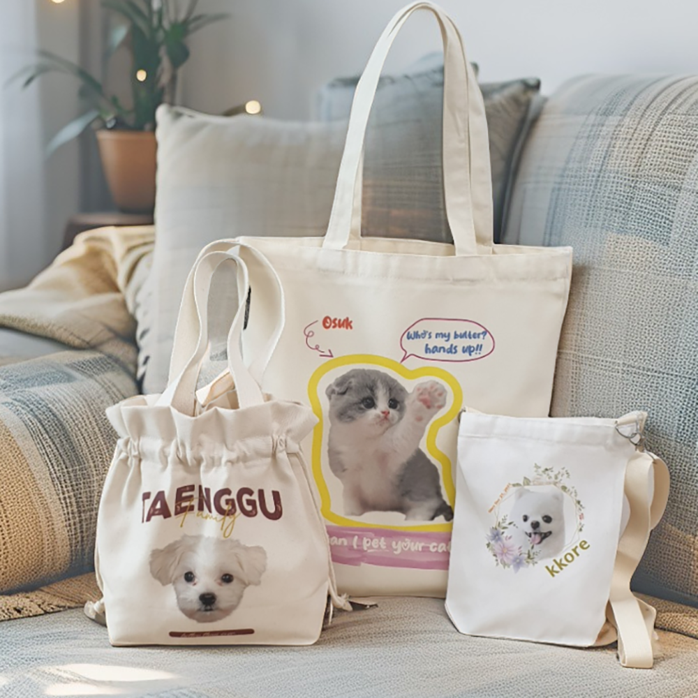 1+1 커스텀 강아지 고양이 에코백 스트링에코백 주문 제작 반려동물 프린팅 반려견