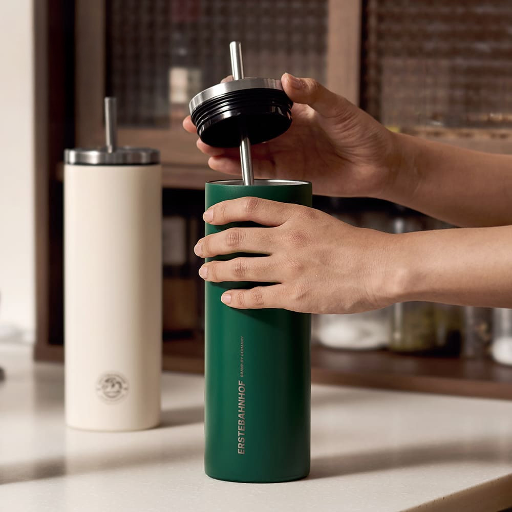 에스테반호프 스텐 이중 진공 보온 보냉 빨대 텀블러 ml 600ml, 그린, 1개 - 상세 이미지 2