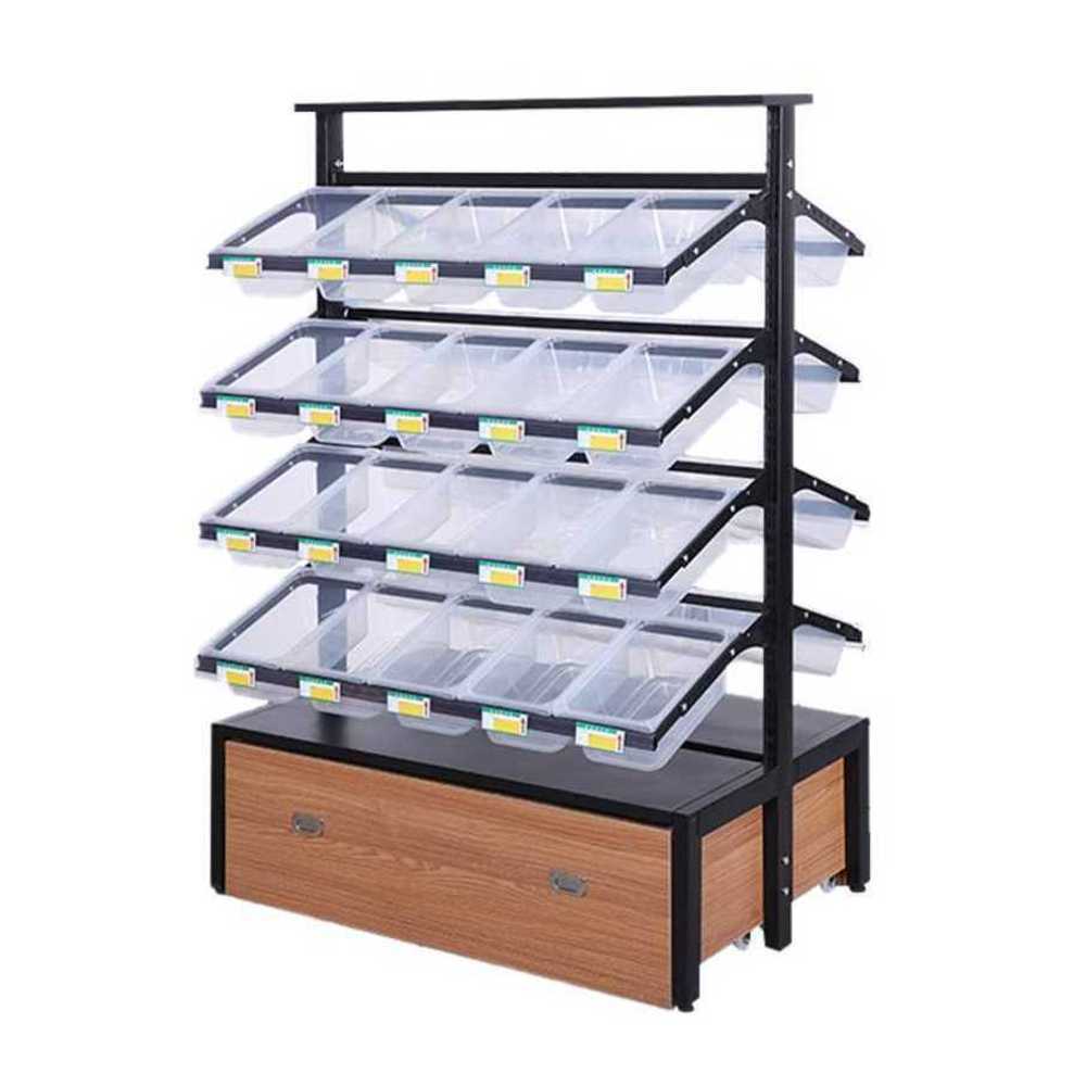 빵매대 과자 약국 트레이 PC방 쿠키 과일 진열대 4단 150cm - 상품 이미지