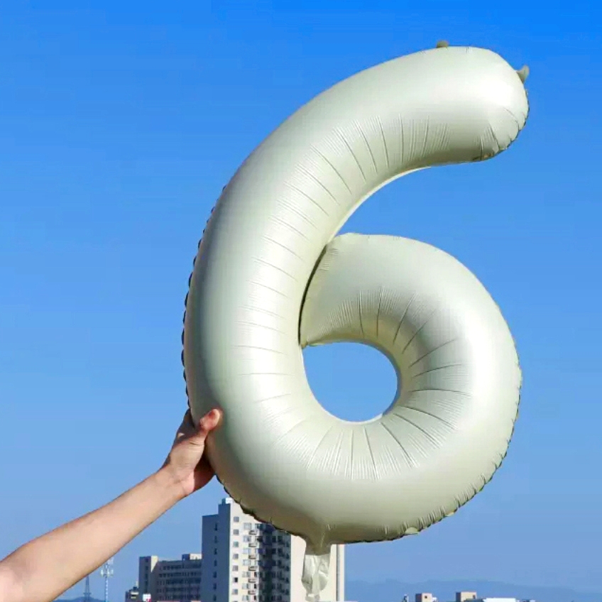 무광크림색 대형숫자은박풍선 40인치 결혼날짜숫자 야외웨딩촬영풍선 - 메인 이미지