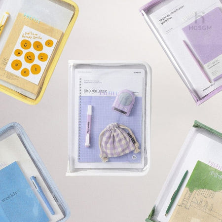 글리터 클리어 스터디 파우치 서류케이스 지퍼파일 도큐먼트파일