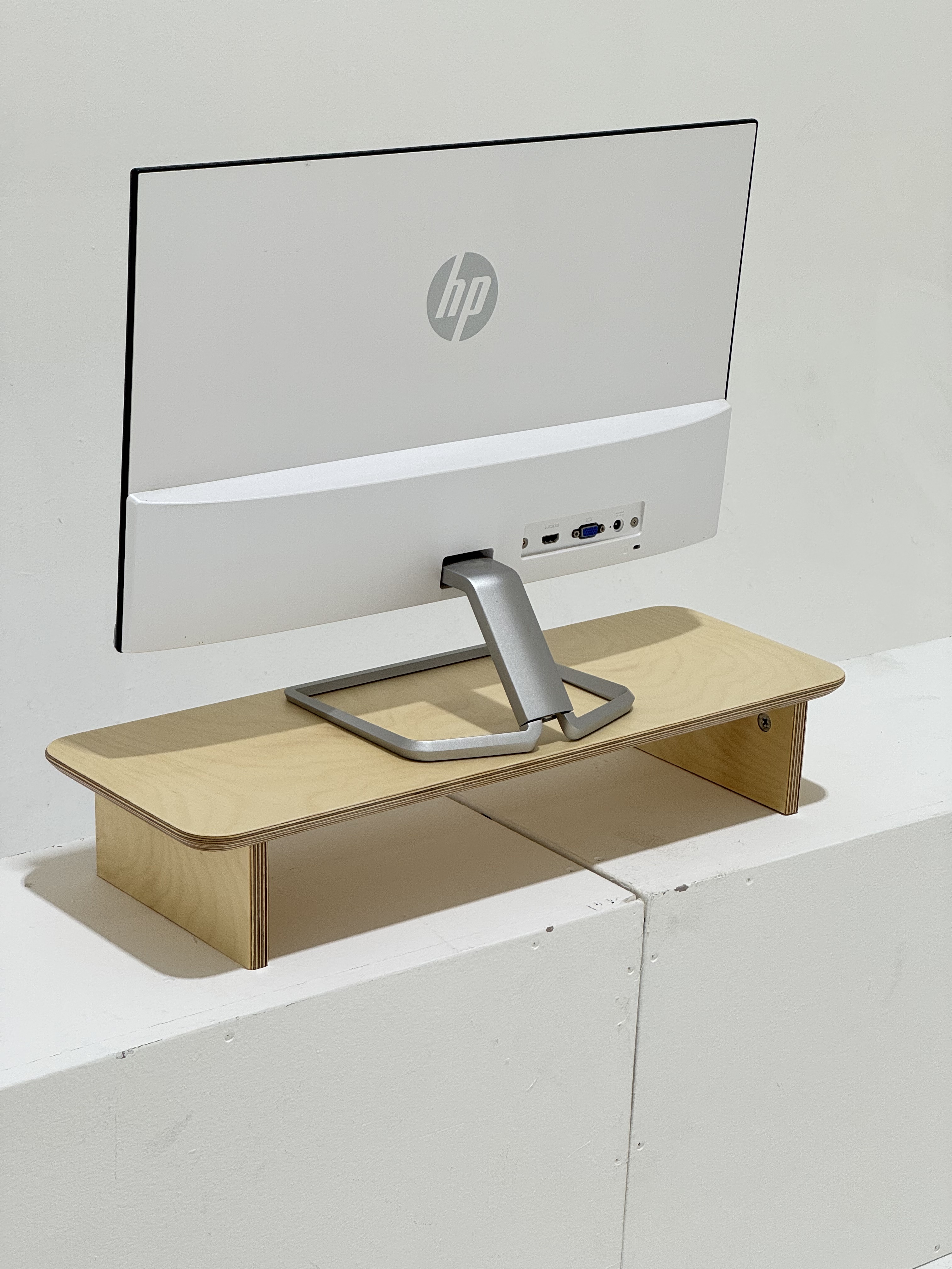 양장박웍스 모니터 받침대 원목 고급 스탠드 우드 선반 600mm, 크림