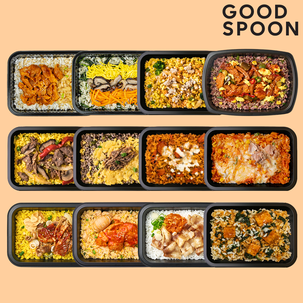 굿스푼 덮밥 도시락 12종 12팩 건강식 혼밥 간단한 아침메뉴 식단 두부 고기 냉동 단백질