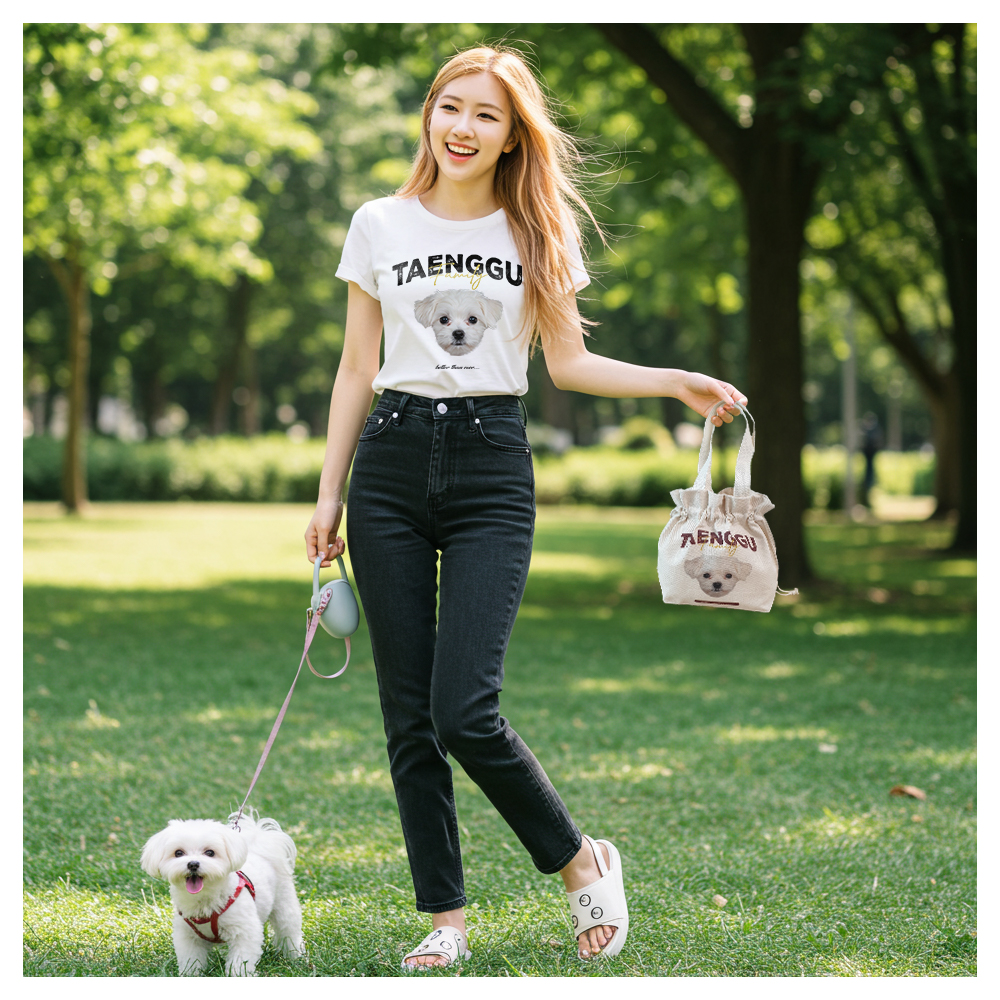 1+1 커스텀 강아지 고양이 에코백 스트링에코백 주문 제작 반려동물 프린팅 반려견 - 상세 이미지 2