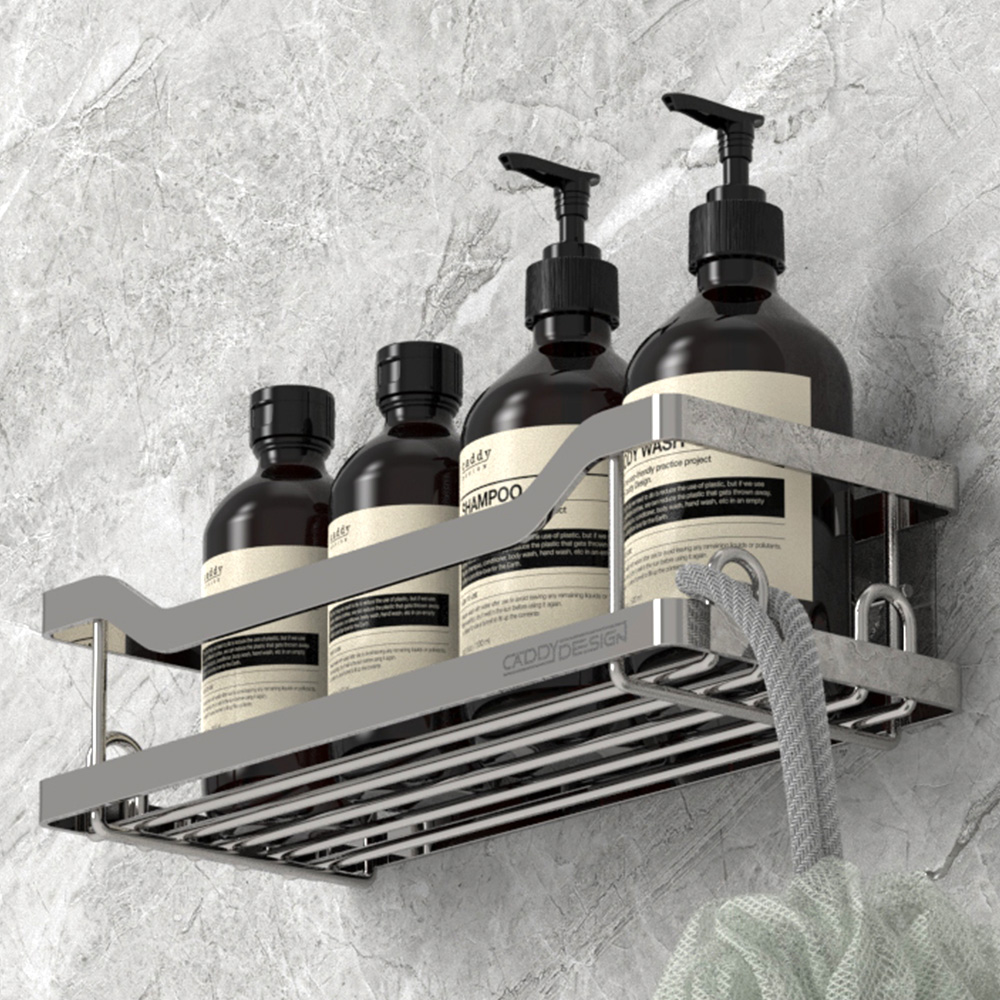 퍼플고릴라 무타공 디자인 욕실 선반 프리미엄 일자형 화장실 선반 주방 철제 선반