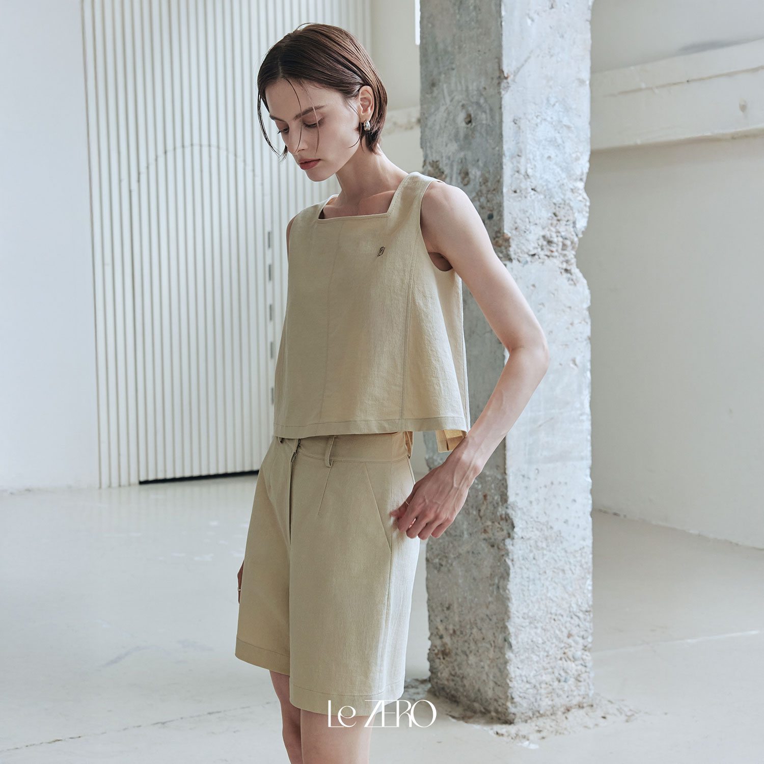 [제로스트릿] 르제로 스티치 코튼 쇼츠 LeZERO STITCH COTTON SHORTS / BEIGE - 상세 이미지 3