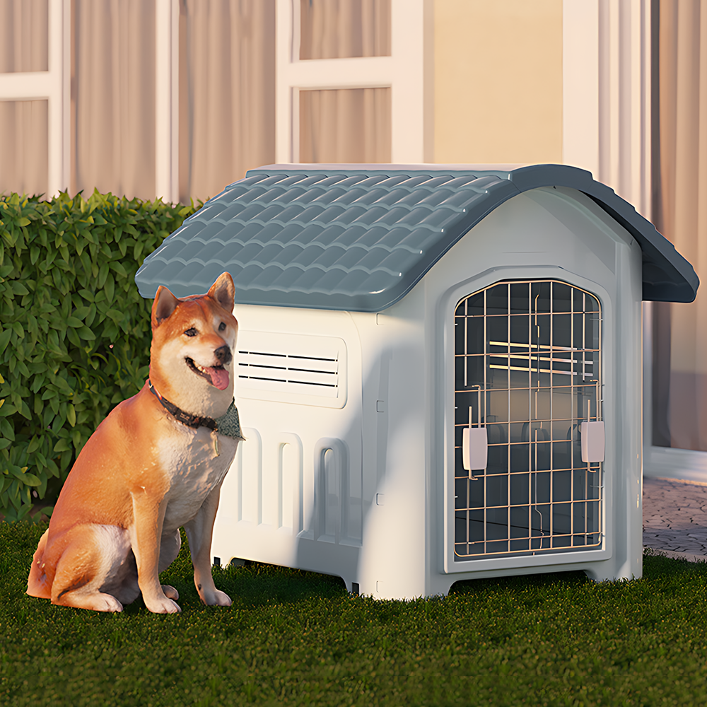 야외 강아지 애견하우스 개집 실외용 방수 세이프하우스 에메랄드그레이