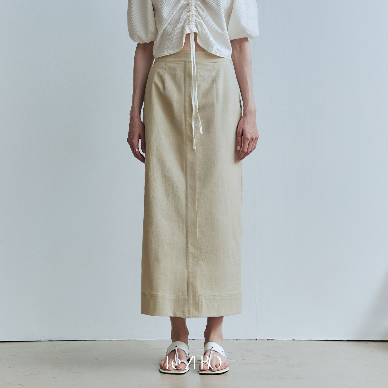 [제로스트릿] 르제로 스티치 롱 스커트 LeZERO STITCH LONG SKIRT / BEIGE - 상품 이미지