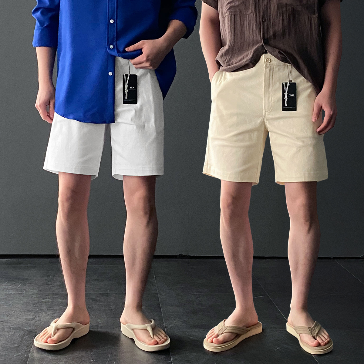 1+1 남자흰바지 흰반바지 치노반바지 백바지 - 상품 이미지