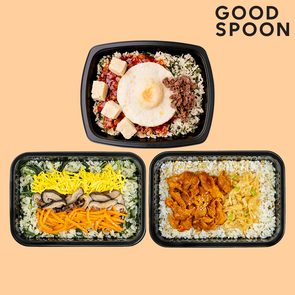 굿스푼 맛있는 저당 도시락 3종 6팩 아침 점심 저녁 당조절 관리 간편 식단 곤약 나물밥 배달