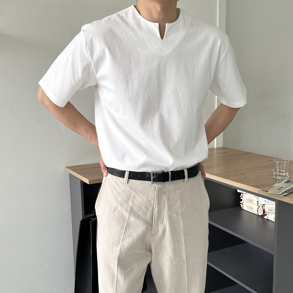 1+1 남자반팔티 빅사이즈 헨리넥 분또티셔츠 - 상세 이미지 4