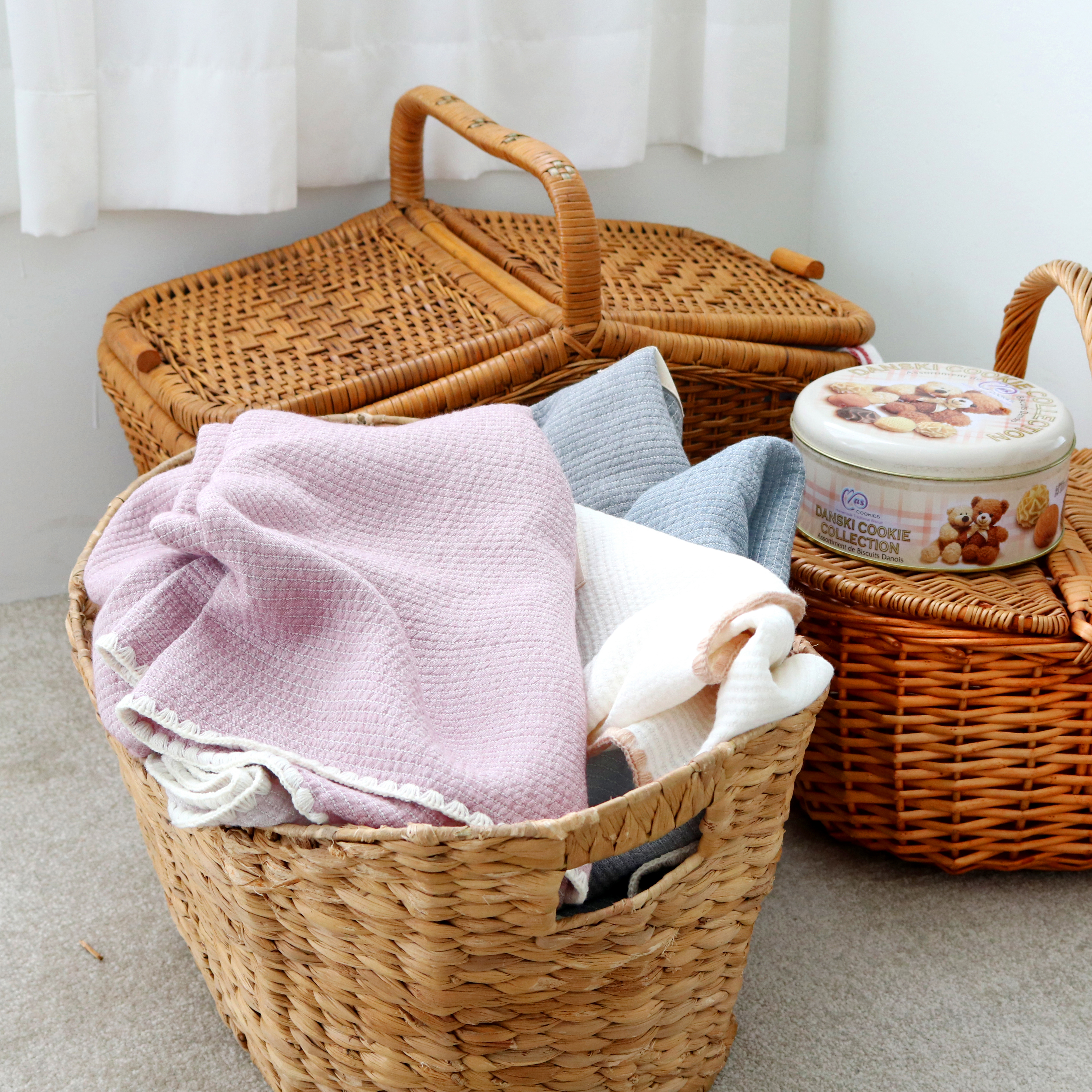 피넛버터젤리 모달 면 누빔 삼중직 블랭킷 피그먼트 여름 얇은 대형 무릎 담요 100x140