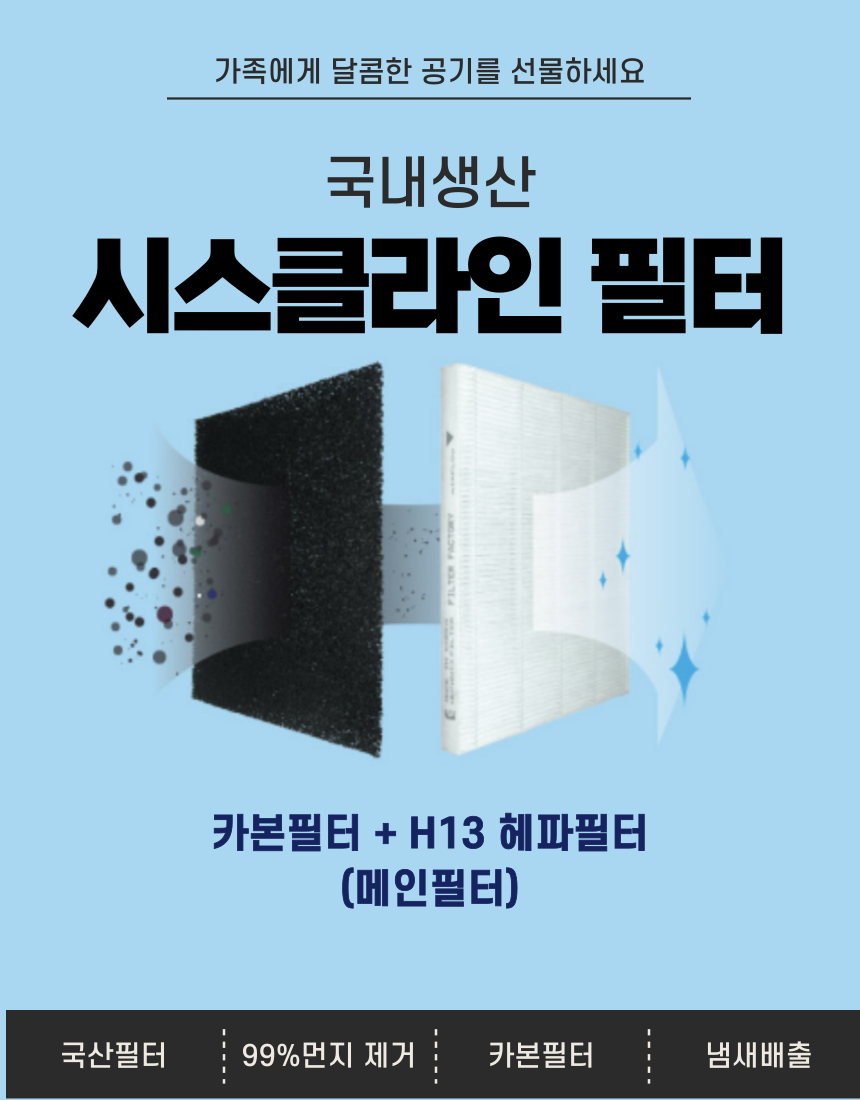 [호환]에어스윗 시스클라인 공기청정 메인필터 헤파 탈취 복합 필터 국산 - 상세 이미지 3