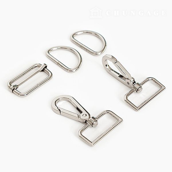 가방연결고리 D링 세트 32mm 실버 86066 - 메인 이미지