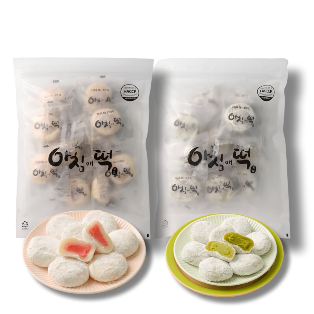 아침애떡 아이스 모찌떡 찹살떡 딸기맛 녹차맛 40g 10개입 2팩 - 상세 이미지 2