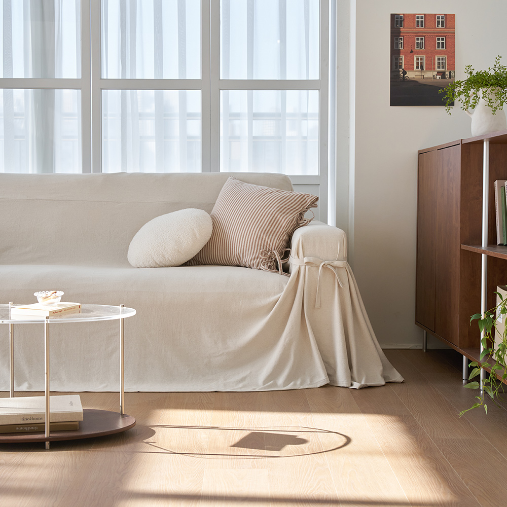 내추럴 린넨 쇼파커버 소파가리개 천갈이 바닐라 1 2인용