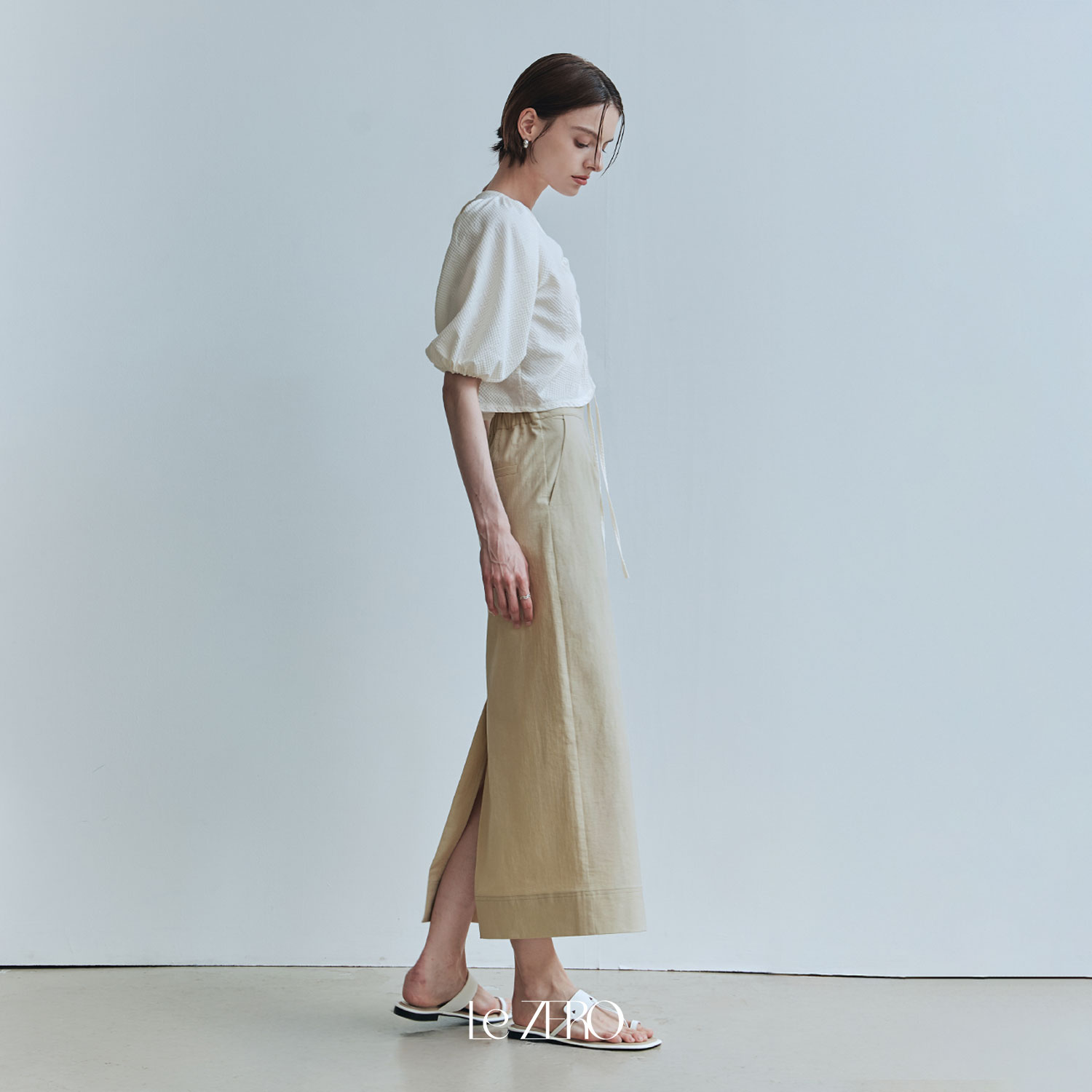 [제로스트릿] 르제로 스티치 롱 스커트 LeZERO STITCH LONG SKIRT / BEIGE - 상세 이미지 3