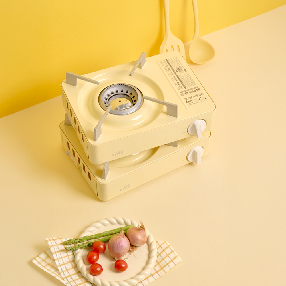 스타일 휴대용 가스렌지 옐로우 블럭 가스레인지 캠핑 미니 버너 스토브