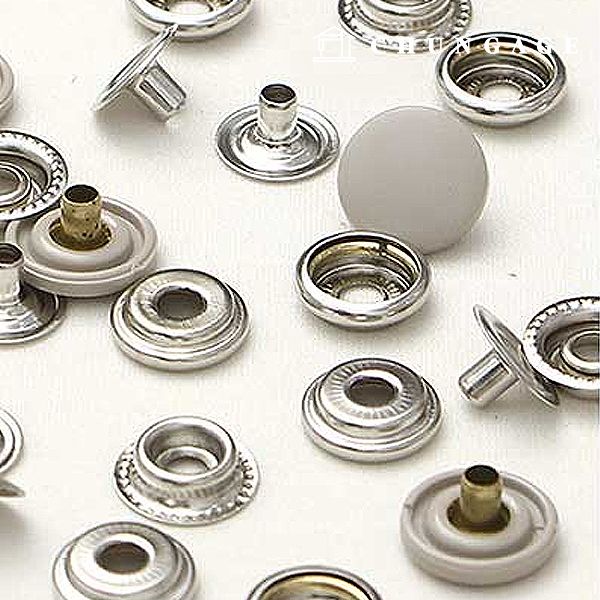 도트단추 똑딱이 금속 뚜껑 자쳇 점퍼 스냅 컬러 플라스틱 15mm 베이지 47427 - 메인 이미지
