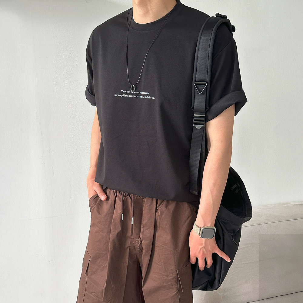 남자 반팔티 오버핏 분또 레터링 여름 커플 반팔티 - 상품 이미지