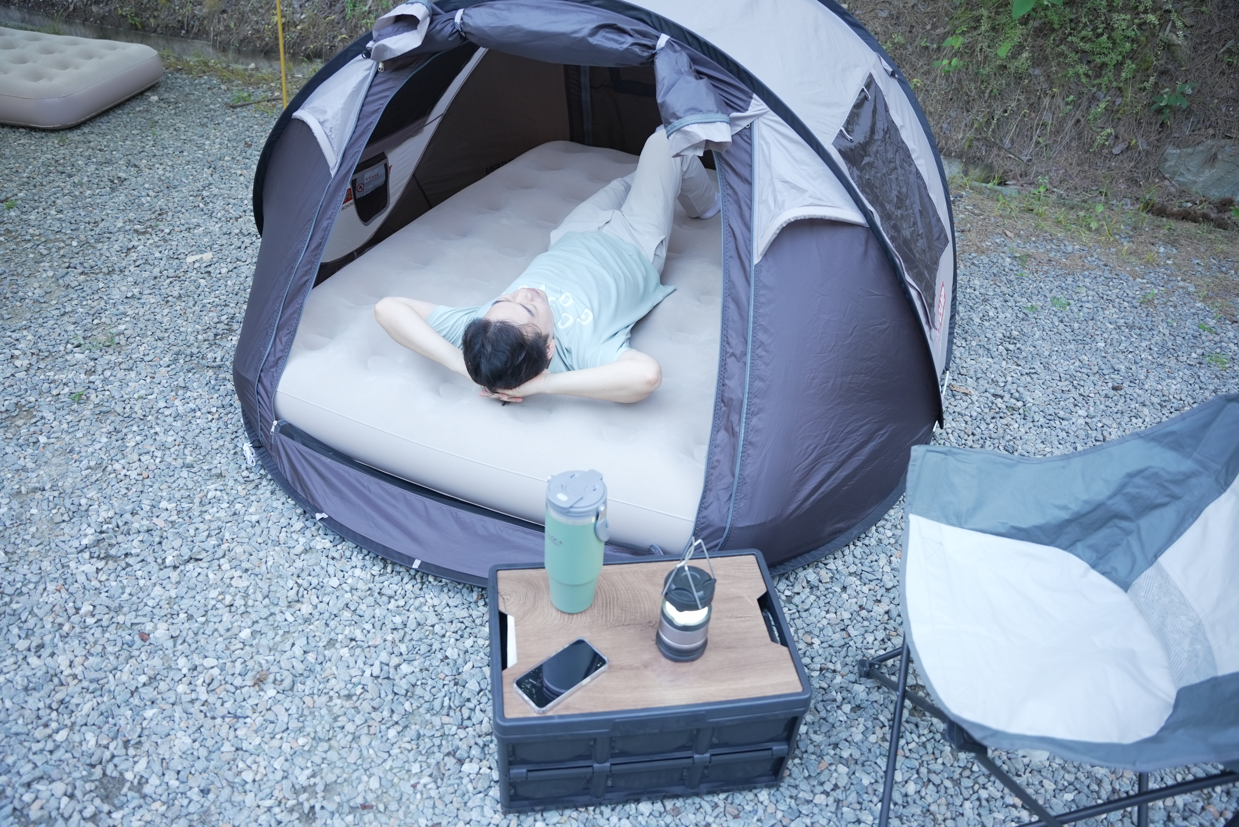 누적판매5만개 유니언 에어침대 캠핑 에어매트 자동에어펌프 일반형 더블, 25cm, 골드베이지