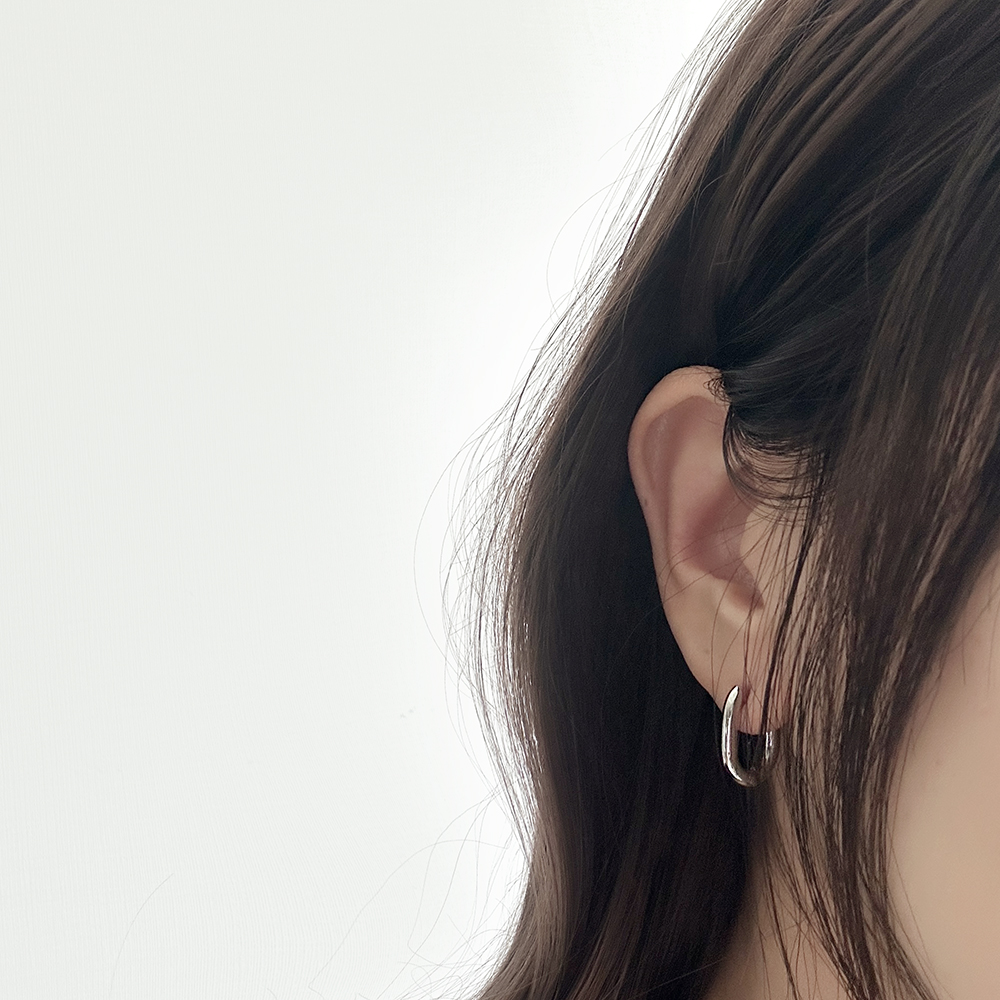 유라인 볼드 원터치 링 귀걸이 티타늄 - 상세 이미지 2
