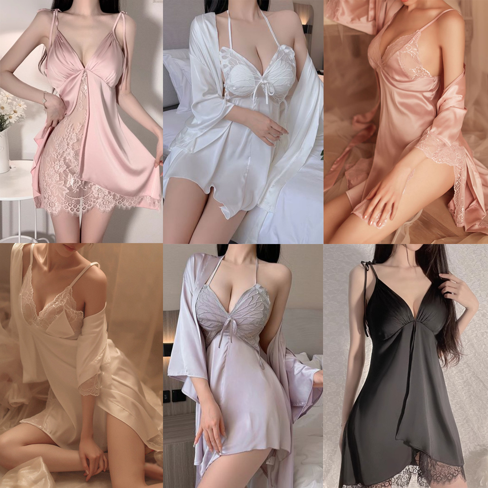 이벤트속옷 섹시 실크슬립 잠옷 로브가운 슬립웨어 허니문 파자마 - 메인 이미지