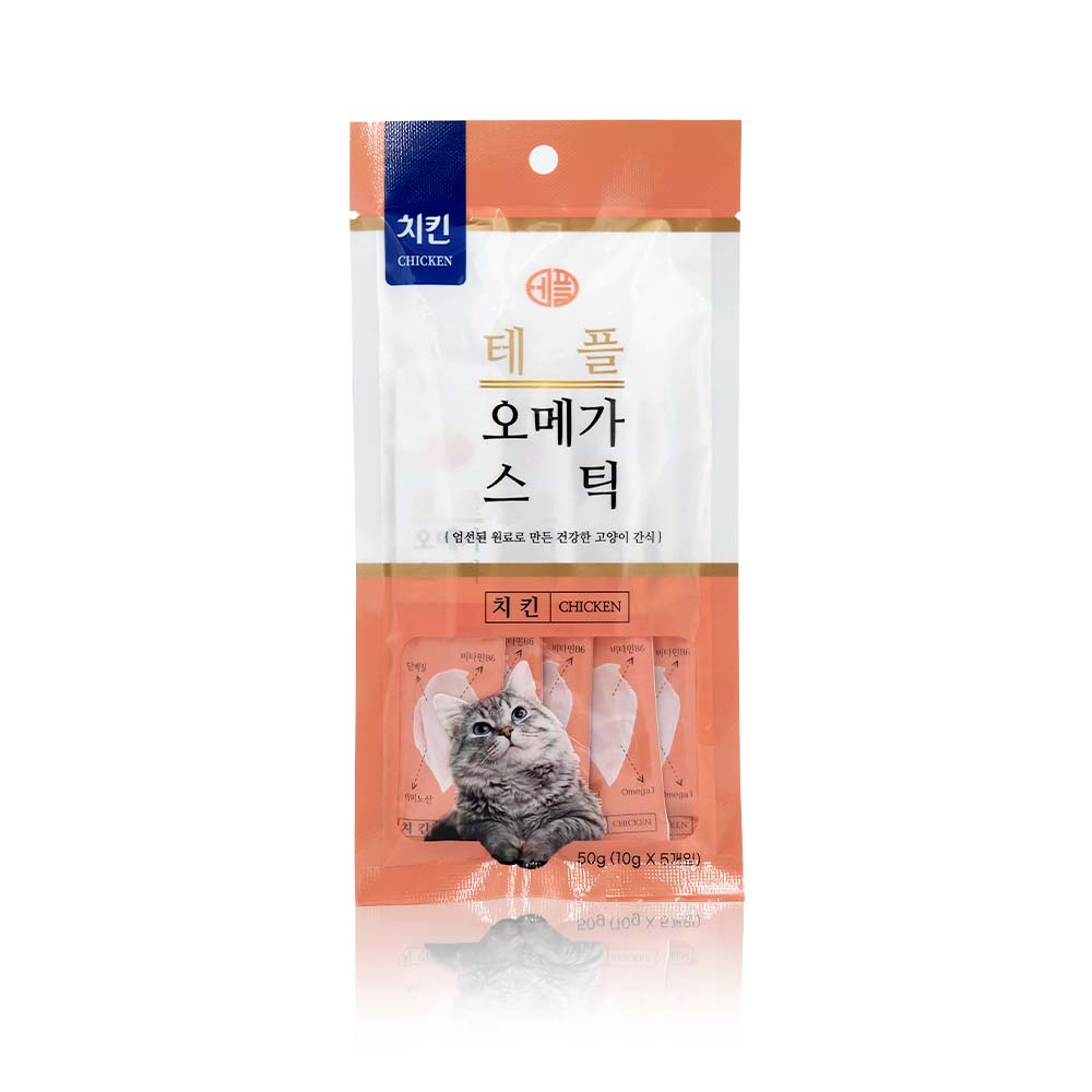 테플 오메가스틱 10g x 5P 치킨 고양이간식