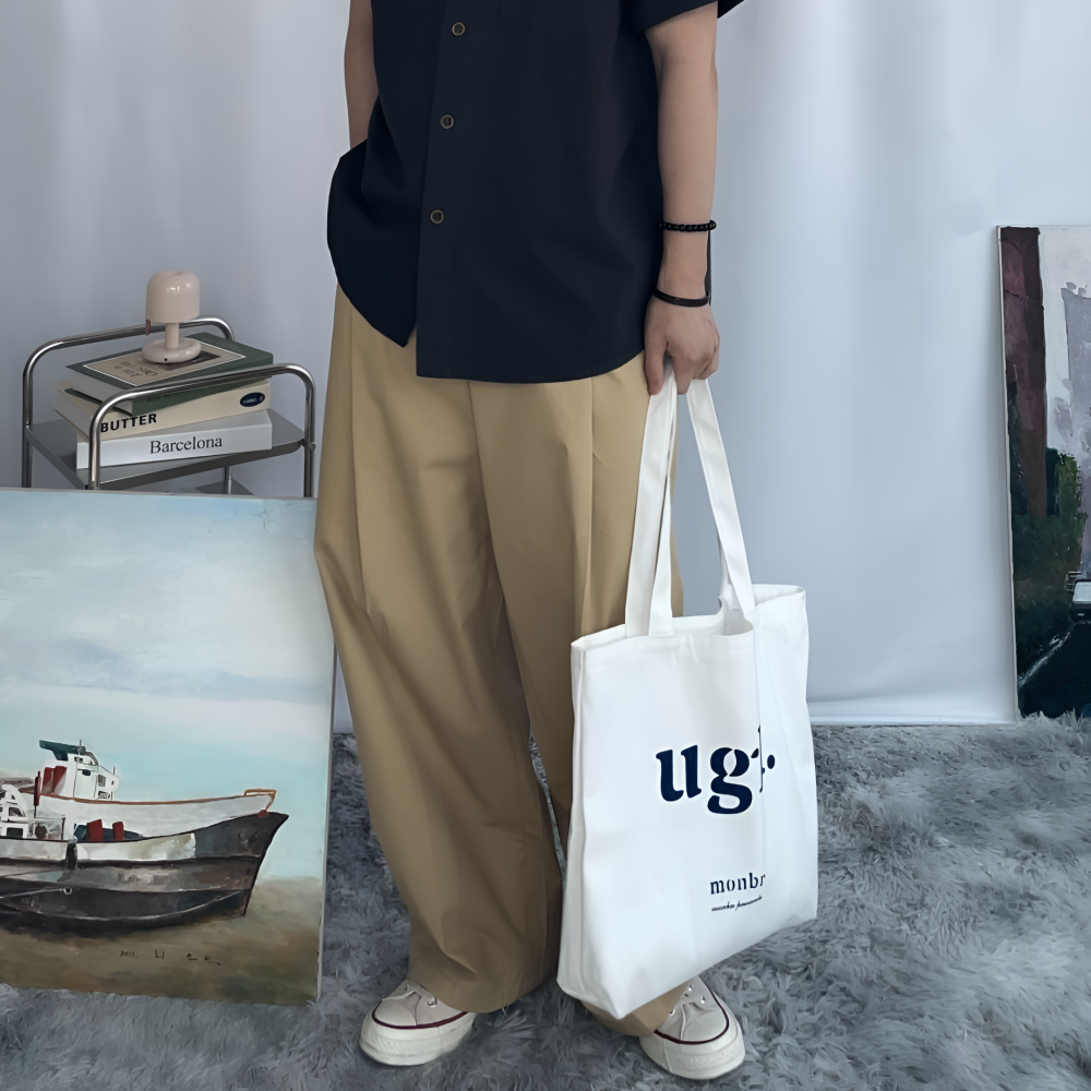 면바지 링클프리 남자 여름 베이지 커브드 벌룬 코튼 팬츠 모드릭 - 상세 이미지 4