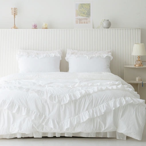 송화침장 애슐리 화려한 프릴디자인 앞면 고밀도면 뒷면 모달 양면사용 호텔식 이불