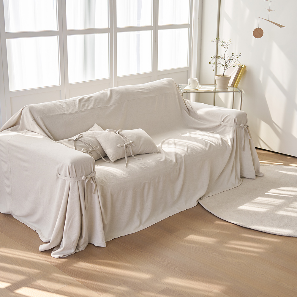 내추럴 린넨 쇼파커버 소파가리개 천갈이 바닐라 1 2인용